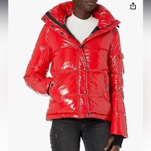 S13 Down Hooded Puffer Lacquer Ella Winter Coat Jacket Size XS RED